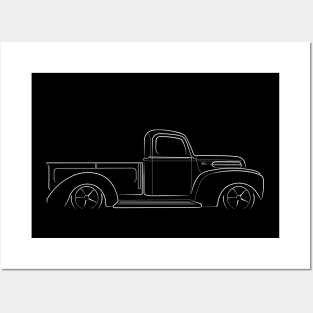 1946 Ford Pickup - profile stencil, white Posters and Art